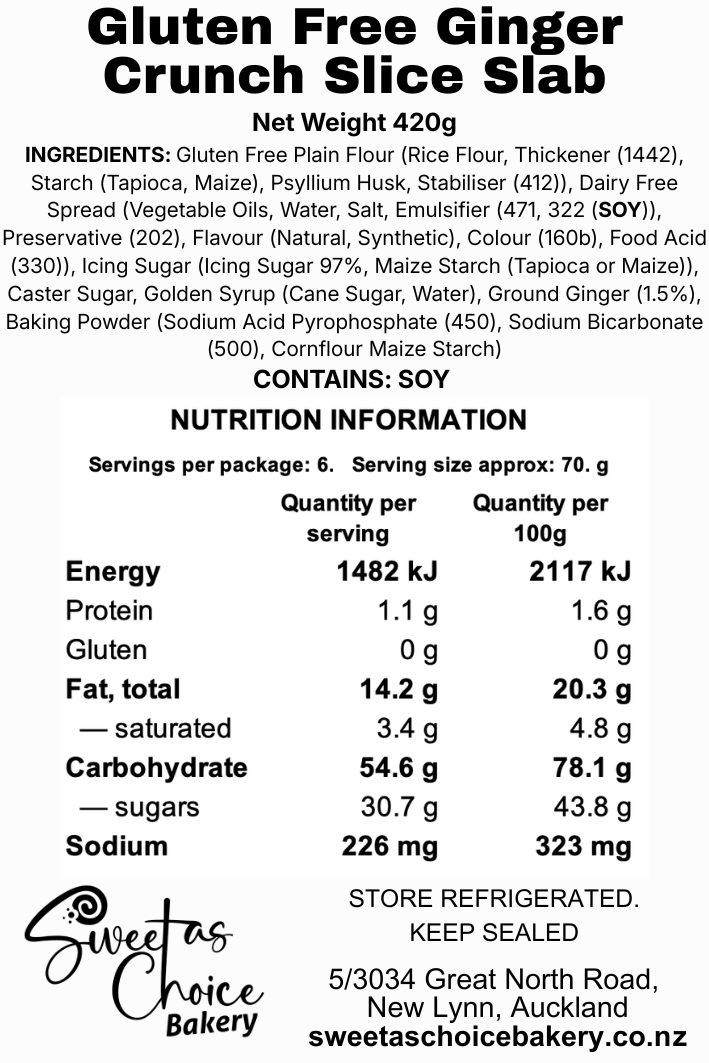GLUTEN FREE Ginger Crunch (Dairy Free By Ingredient)