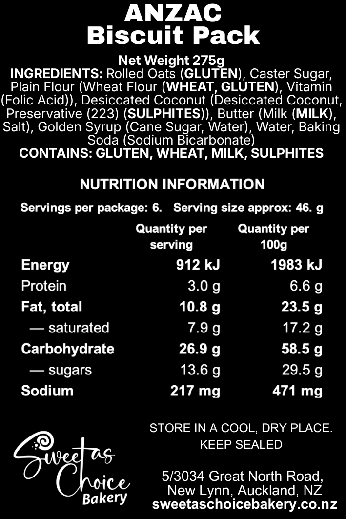 Anzac Biscuit Pack