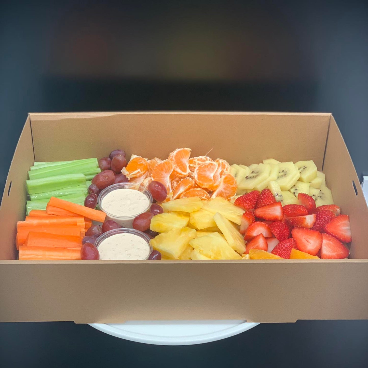 Fruit and Vegetable Platter with Kiwi Onion Dip