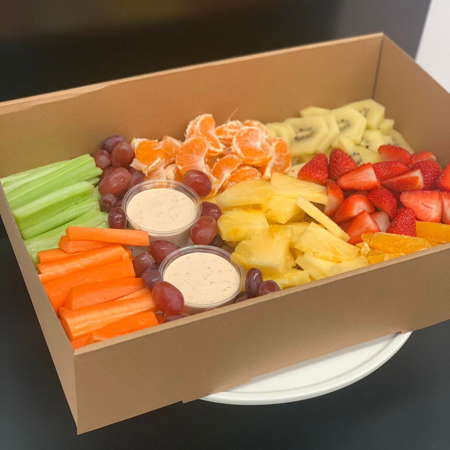 Fruit and Vegetable Platter with Kiwi Onion Dip