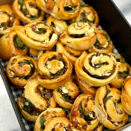 House Made Mini Spinach, Feta and Caramelised Onion Brioche Scrolls Platter